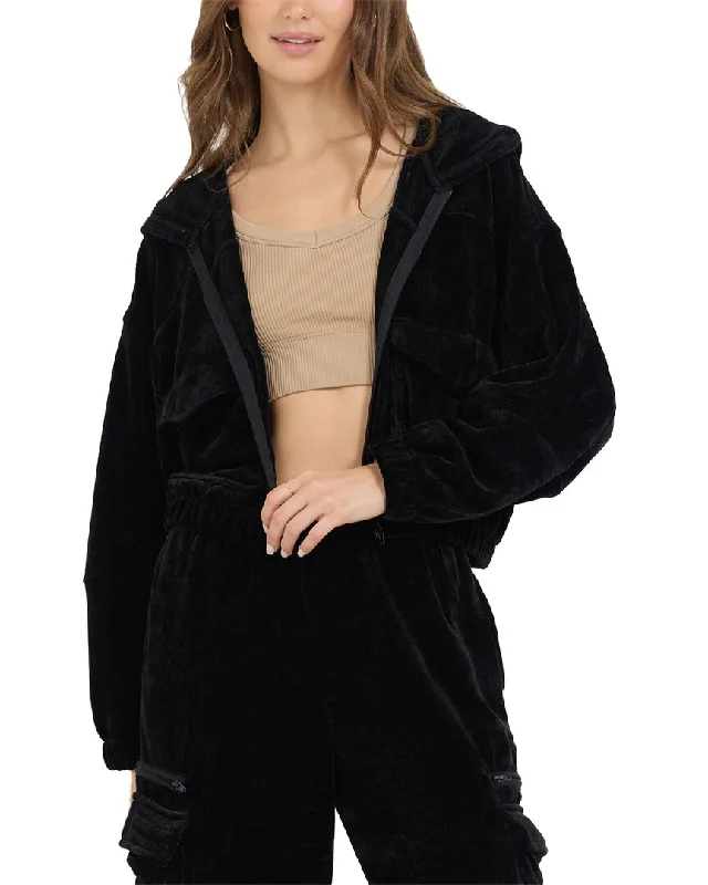 Vintage Havana Brush Corduroy Cargo Bomber Jacket Minimalist Women's Casual