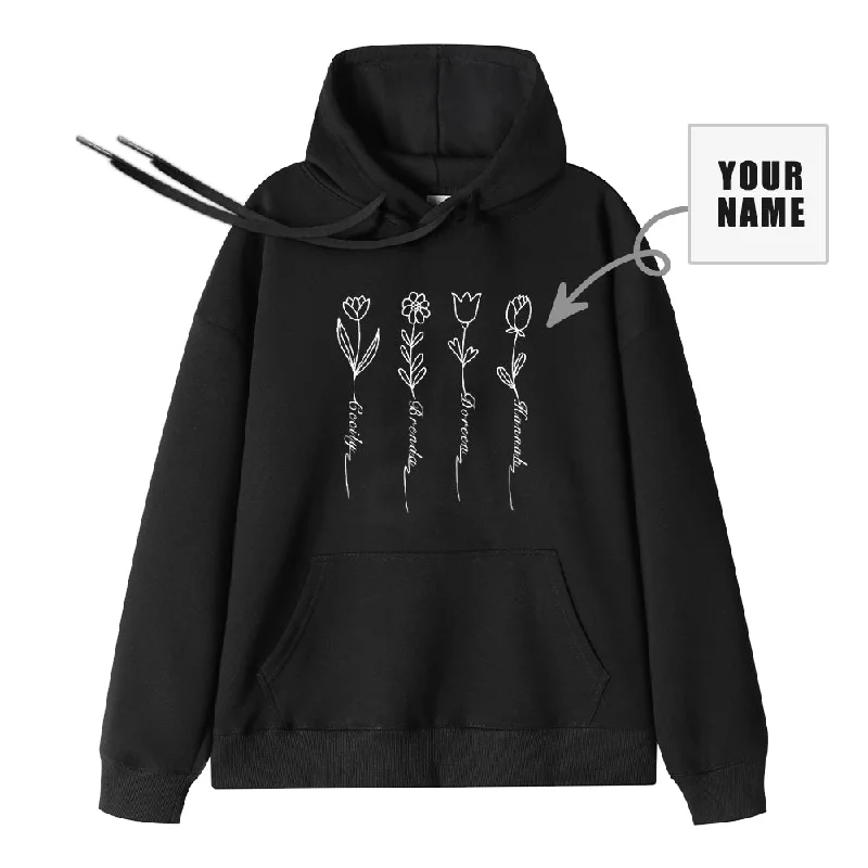 Personalized Names Fun Custom Black Hoodie Flower Print Australian Beach
