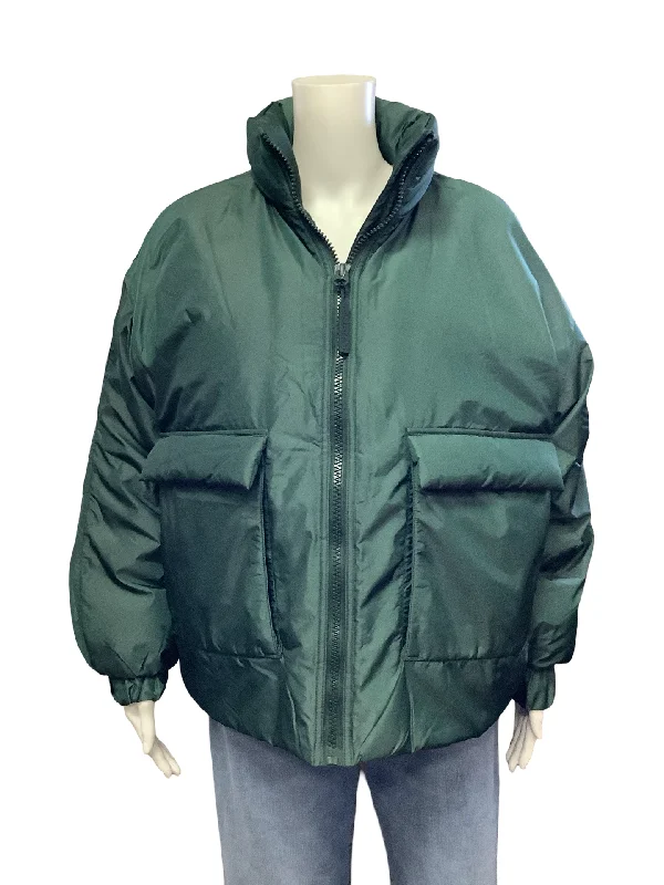Fabletics Puffer Jacket Green Size: S Sustainable Organic