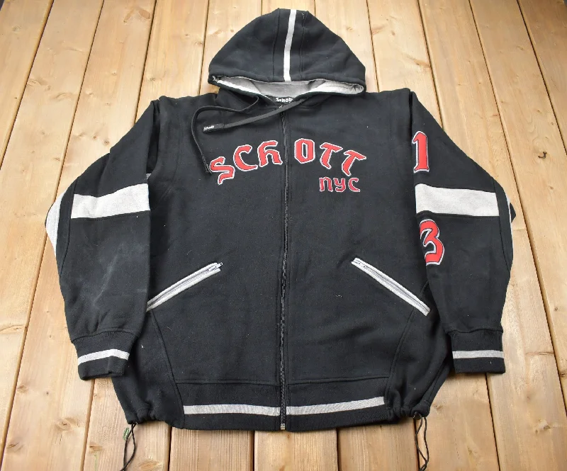 Vintage Deadstock Y2K Schott NYC Embroidered Hoodie Earthy Women's Hemp - based