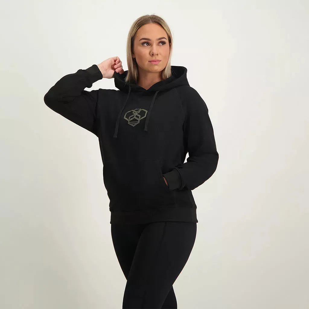 Bee Fitted Hoodie - Black Traditional Women's Wool