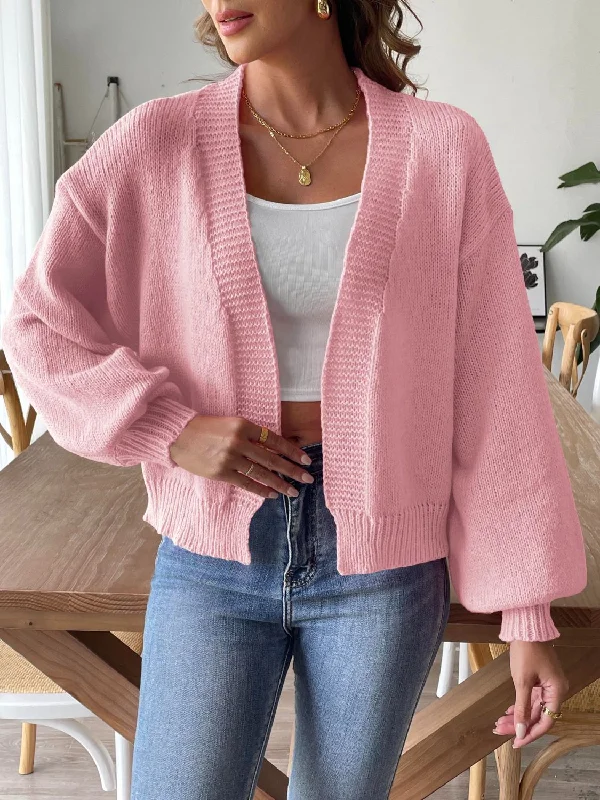Open Front Long Sleeve Cardigan Earthy Women's 