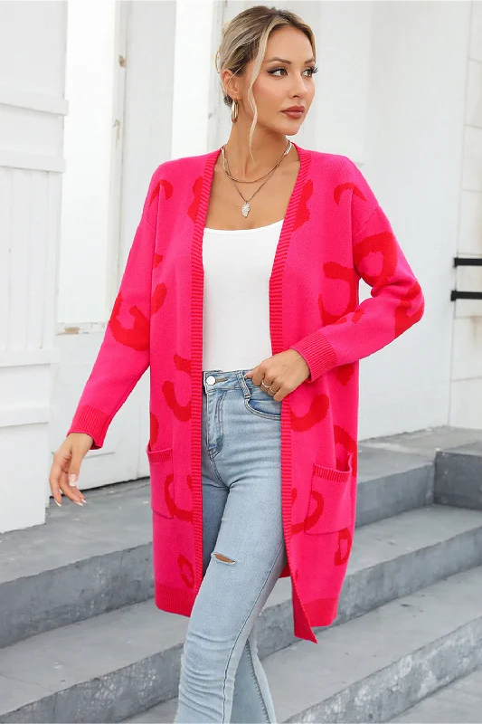 Angel Wings Printed Long Sleeve Cardigan with Pockets Rugged Women's Outdoor 