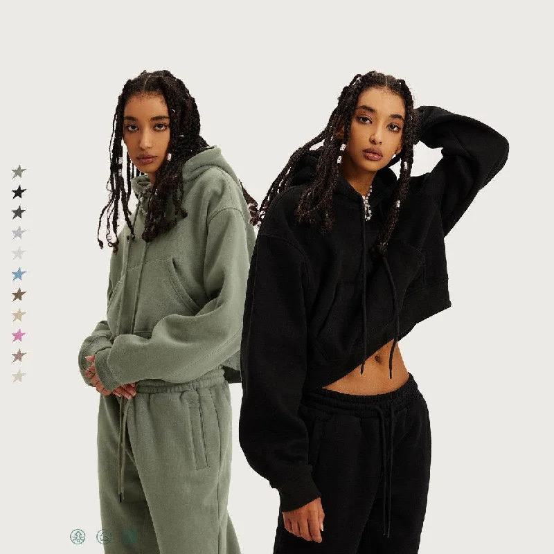 Thickened And Padded Hooded Solid Color Sweater Women