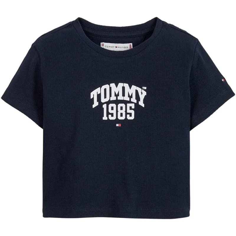 Tommy Hilfiger Tommy Varsity Rib T-shirt Desert Sky Traditional Women's Wool