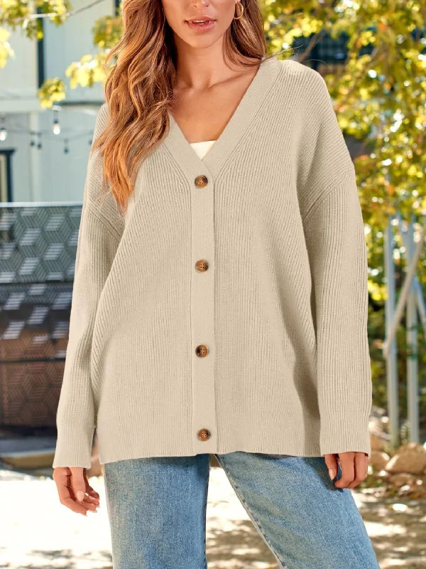 Button Down Long Sleeve Cardigan Trendy Women's Oversized