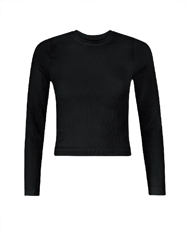 EQUILIBRIUM Wide Ribbed Top | Black Practical Women's Quick - dry