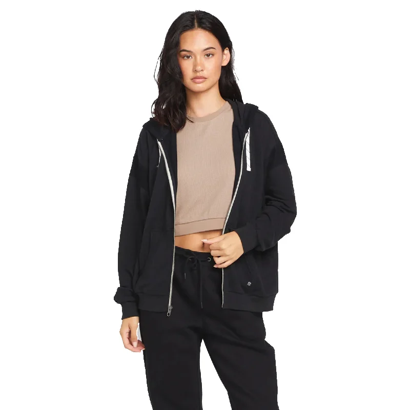 Volcom Lived In Lounge Frenchie Zip Women's Hoodie - Black British Gentlewoman Style Volcom Lived In Lounge Frenchie Zip Women's Hoodie - Black British Gentlewoman Style
