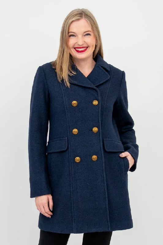 Vicky Coat, Navy, Boiled Wool performance