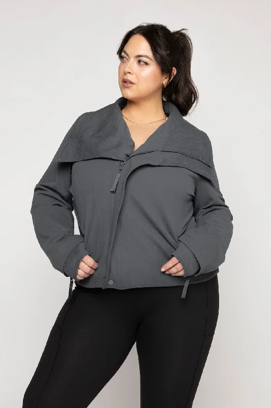 Heart Racer Moto Jacket - Raincloud Trendy Women's Oversized
