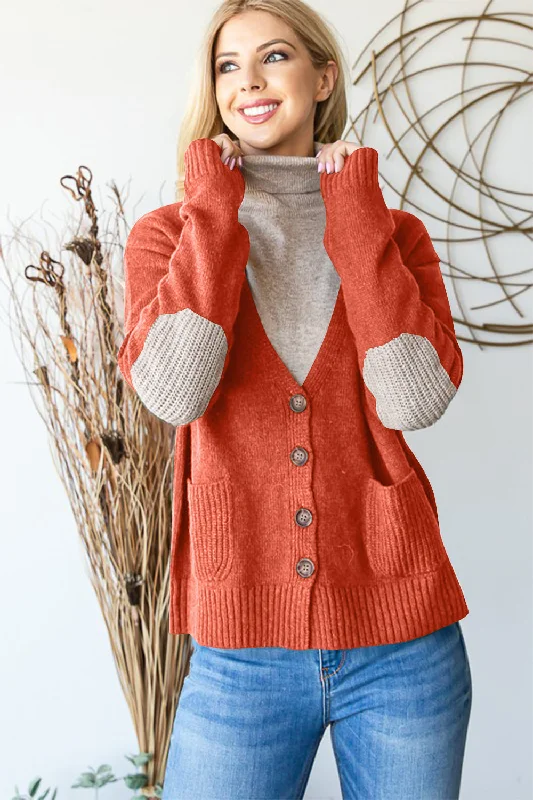 Heimish Full Size Long Sleeve V Neck Button Down Cardigan Practical Women's Multi - 