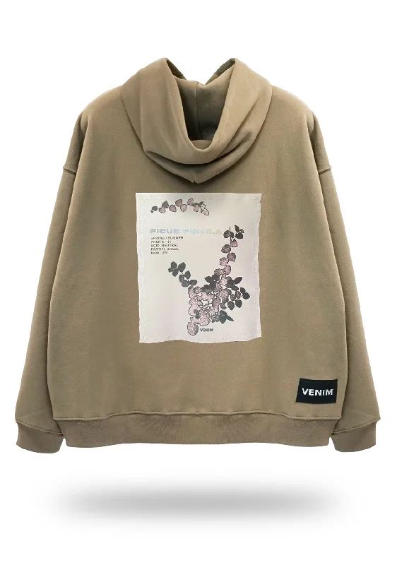 Plantae Ficus Pumila Ultrawide Camel Hoodie Modern Women's 