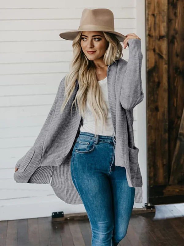 High-Low Open Front Cardigan with Pockets Unique Women's Upcycled