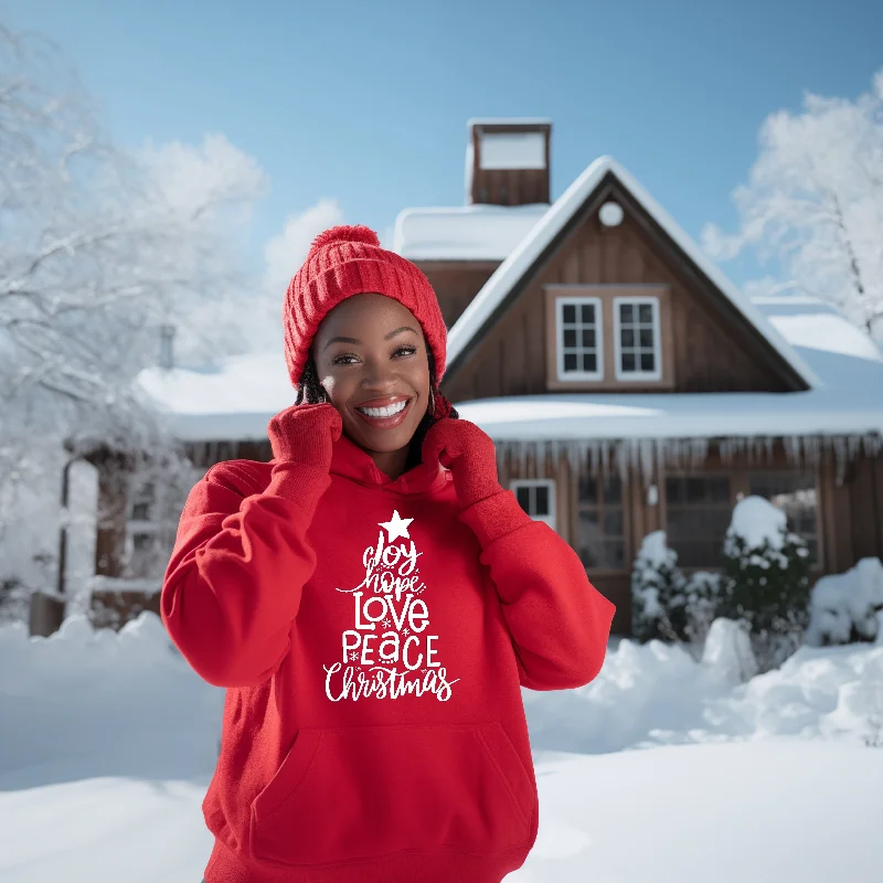 Joy Hope, Peace Christmas  Bright Colors Hoodie Dynamic Women's Moto
