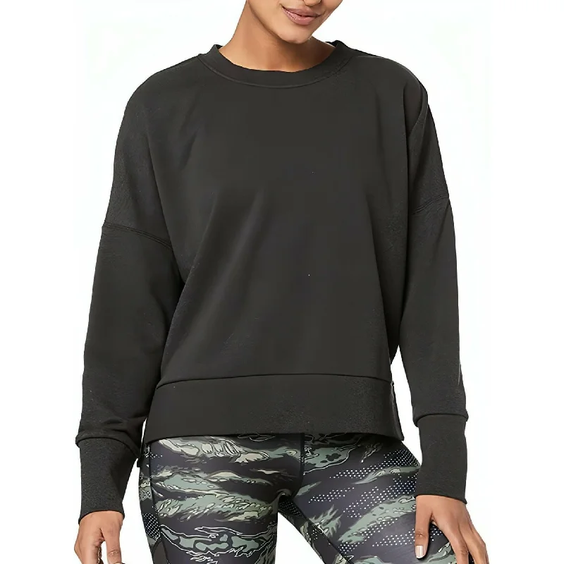Reebok CrossFit Terry Crew Womens Sweatshirt - Black Relaxed Women's Beachy