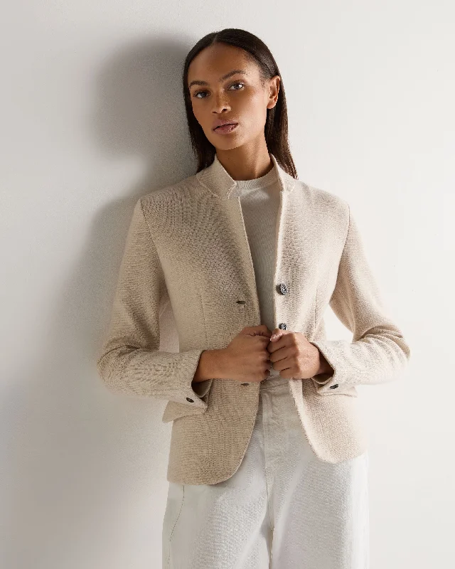 Women's Wool Cashmere Utility Blazer Ecru White Sustainable Organic