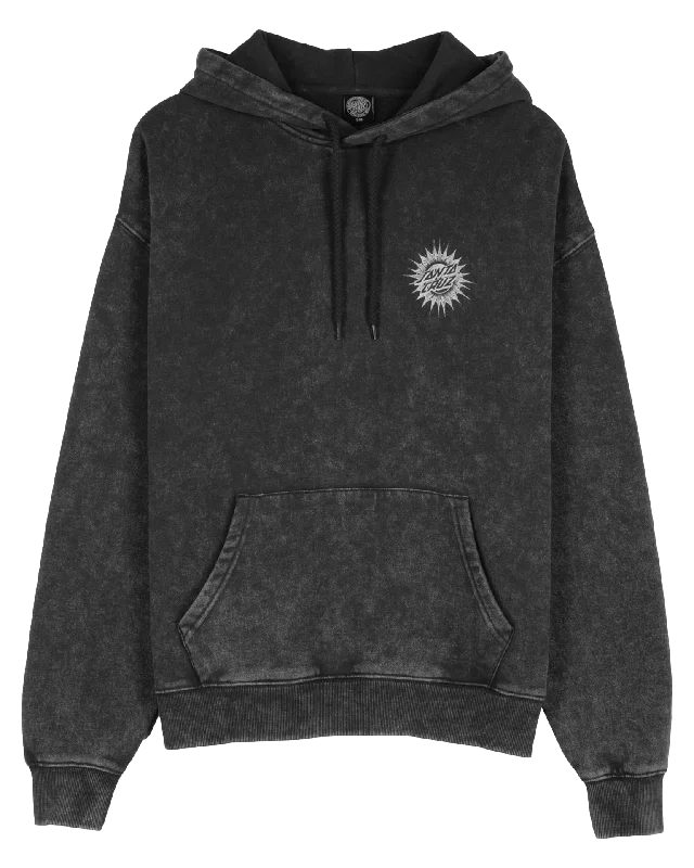 Ornate Dot Hoodie in Black Acid Wash Country
