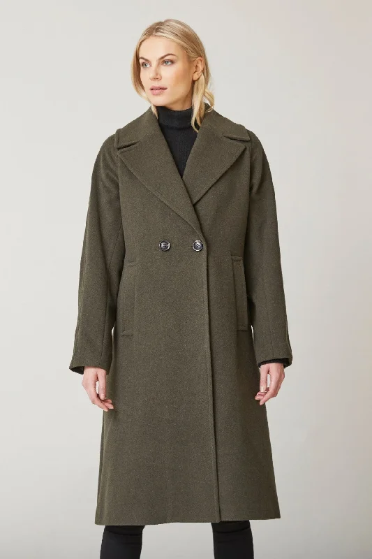 INGE Long Wool Coat with Notch Collar 1215 Traditional Women's 