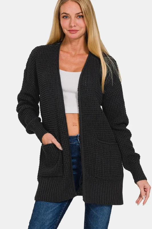 Zenana Waffle Open Front Sweater Cardigan purpose