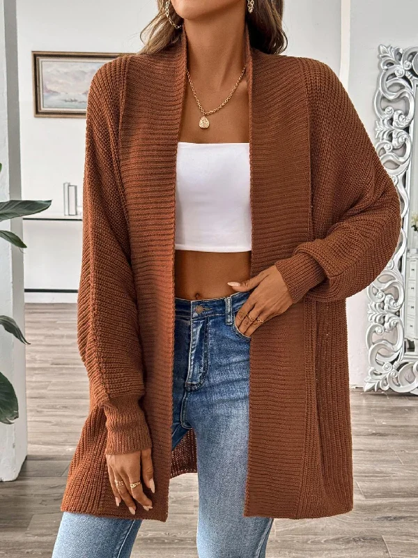 Open Front Long Sleeve Cardigan Hip Women's Urban