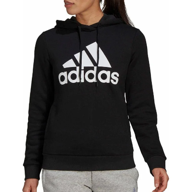 adidas Essentials Logo Fleece Womens Hoody - Black Classic Women's Pin - striped