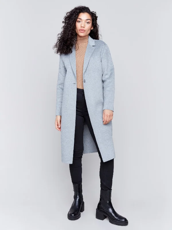 Long Double-Faced Wool Coat - Grey Gym