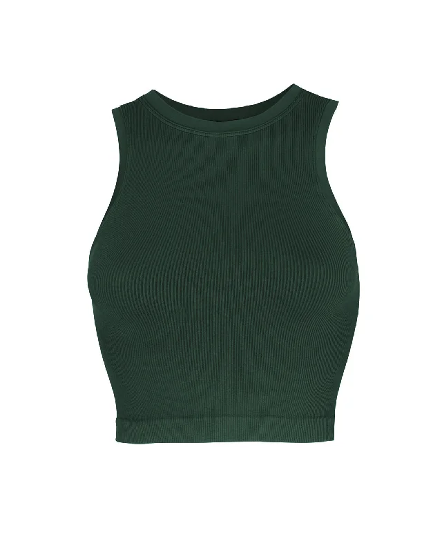 LUMINOUS Ribbed Vest | Dark Green Feminine Women's Soft 