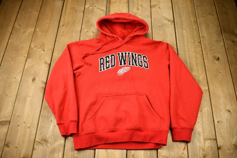 Vintage 1990s Detroit Red Wings NGL Embroidered Graphic Hoodie Sharp Women's Italian