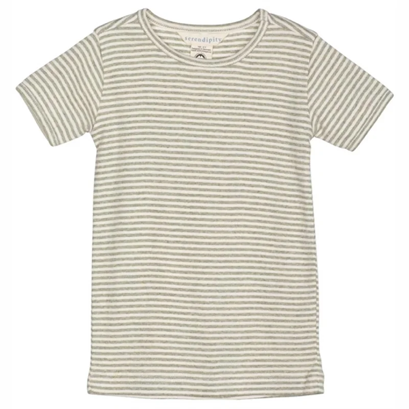 Serendipity Sage/Offwhite Stripe T-shirt Athletic Women's 