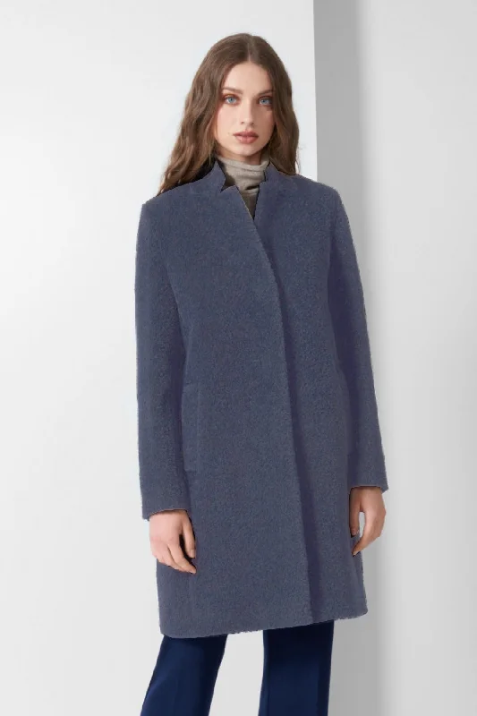 Alpaca & Wool Coat with Inverted Notch Collar 54001 Sharp Women's Italian