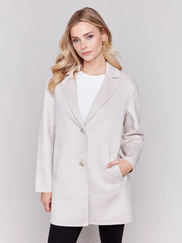 Double-Faced Wool Coat - Light Almond Contemporary 