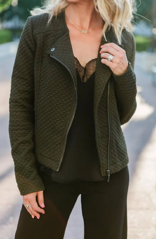 Devoe Quilted Jacket In Olive Geometric