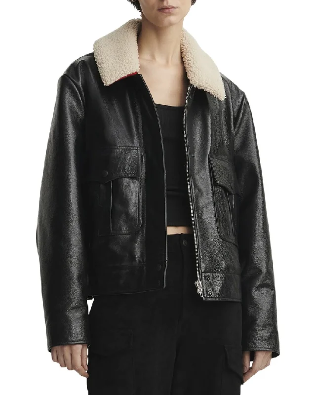 rag & bone Colton Leather & Shearling Jacket Cool Women's Skate
