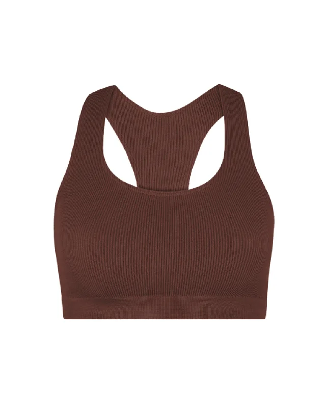 RIBBED ELATED Bra Top | Maroon Sustainable Organic