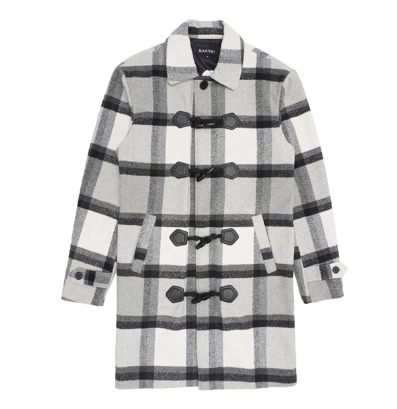 M4045 Renzo Wool Plaid Coat - Gray Earthy Women's Hemp - based