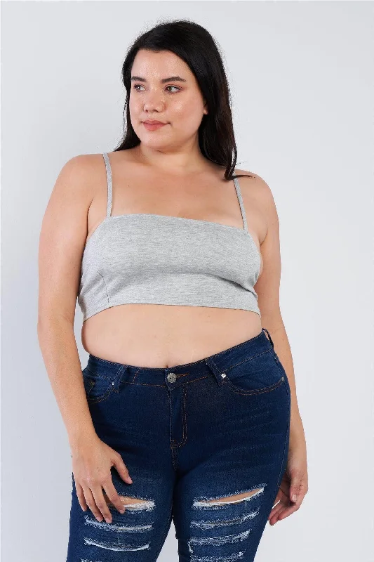 Plus Size Grey Cami Strap Athletic Tank Top /2-2-2 Women