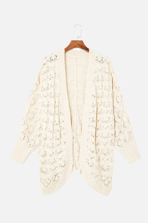 Plus Size Open Front Long Sleeve Cardigan Rugged Women's Outdoor 