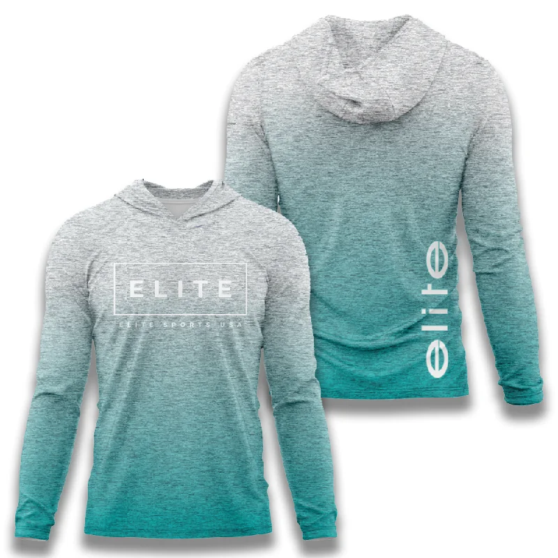 Elite Jersey Hoodie – Teal Heather Fade Elite Box Logo Traditional Women's Wool