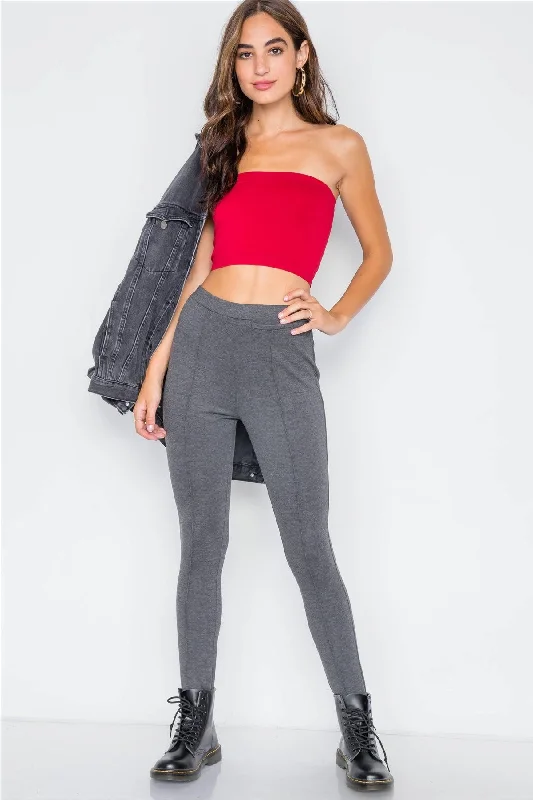 Heather Charcoal Thick Knit Activewear Leggings Pant Rugged Women's Outdoor 