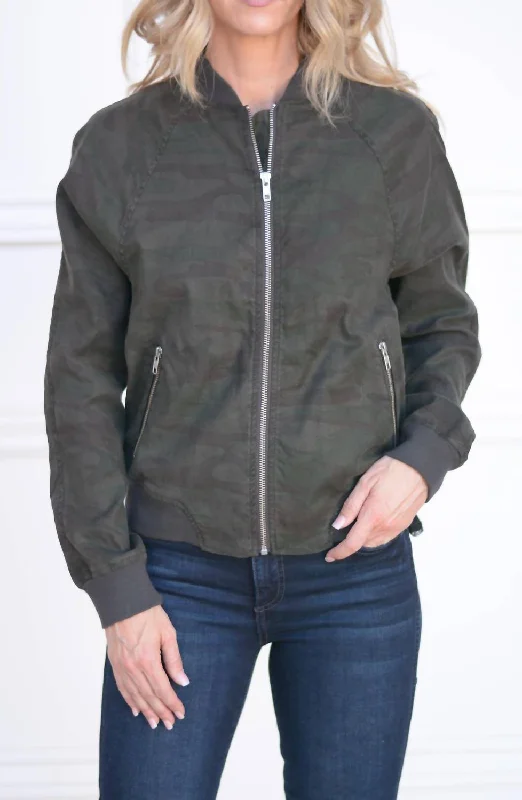 Remy Linen Bomber In Midnight Camo Dapper Women's Bow - adorned