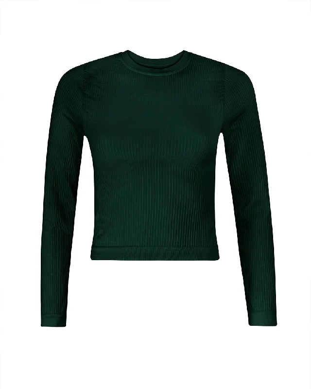 EQUILIBRIUM Wide Ribbed Top | Dark Green Gym