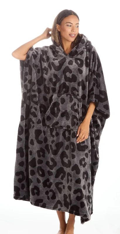 Huggable Hoodie Oversized Wearable Blanket Womens Fleece Hoody - Grey Panther Practical Women's Multi - 