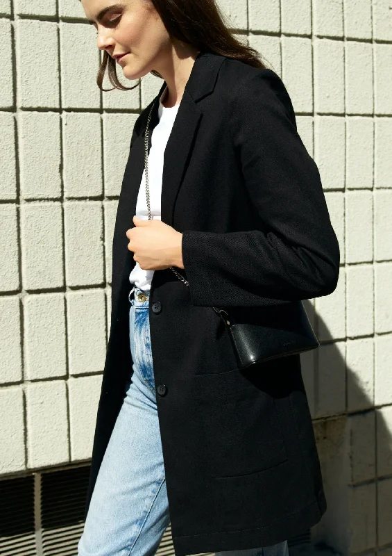 Black Denim Blazer Sophisticated Women's Tailored