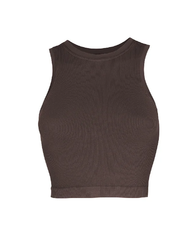 LUMINOUS Ribbed Vest | Chocolate Brown Sustainable Organic