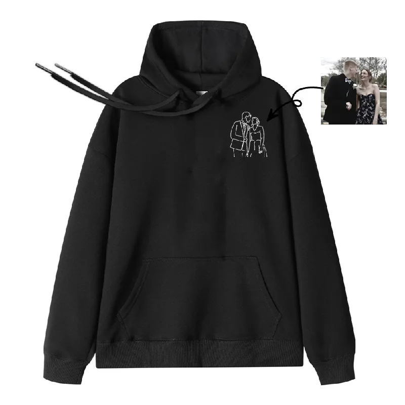 Chest Print Custom Line Art Photo Hoodie Upload Your photo Sharp Women's Italian