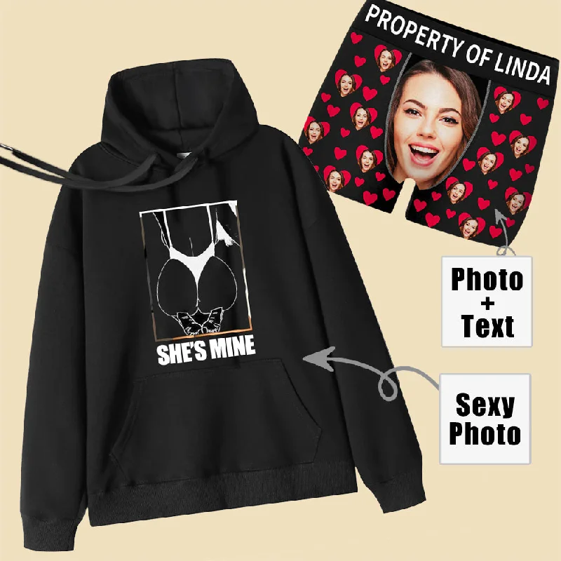 Sexy Photo Frame Line Drawing Customized Hoodies & Men’s Customized Face/Text Fun Boxer Discount Set Trendy Women's Oversized