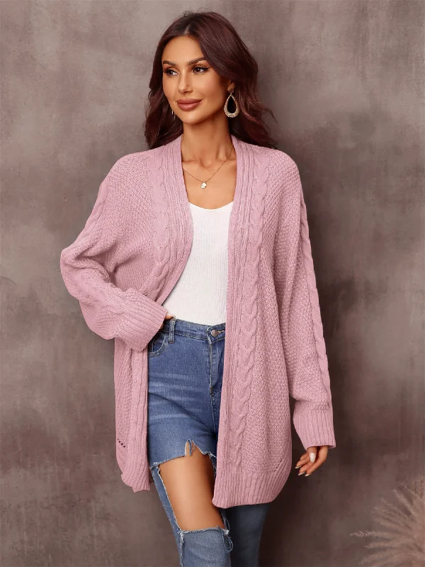 Angel Wings Warm Fall Mixed Knit Open Front Longline Cardigan Cashmere