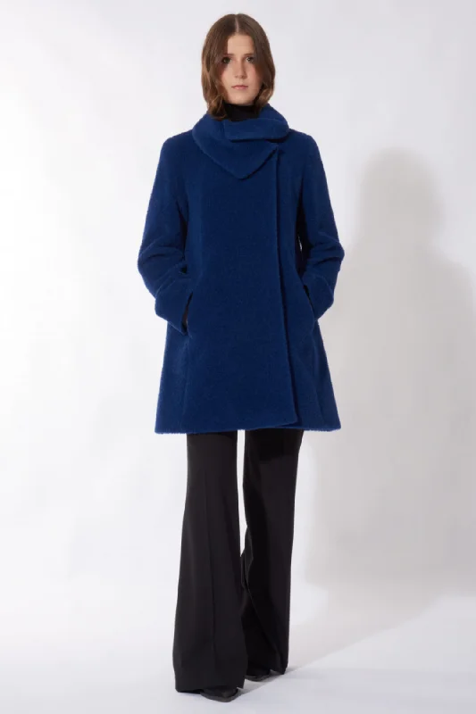 Alpaca & Wool Coat with Petal Collar 86001 Elegant Women's 
