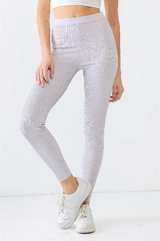 Light Purple Ribbed Stretchy Athletic Leggings /3-2-1 Women