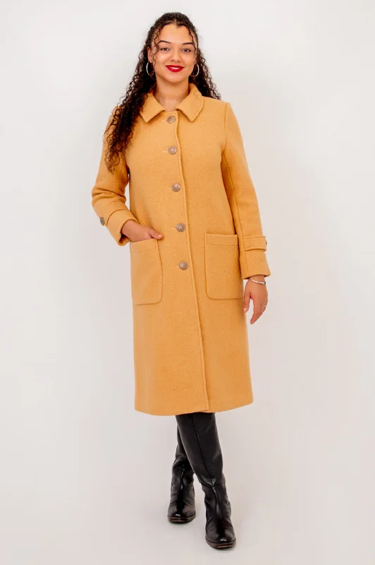 Edna Coat, Latte, Boiled Wool Casual Women's Loose - fitting
